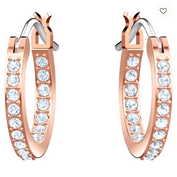 Swarvowski Evil eye, Blue, Rose gold-tone plated hoops earring - Picture 2 of 5